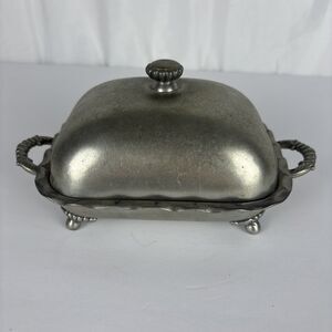 Pewter Caviar Dome Butter Dish Cheese Tray Removable Insert